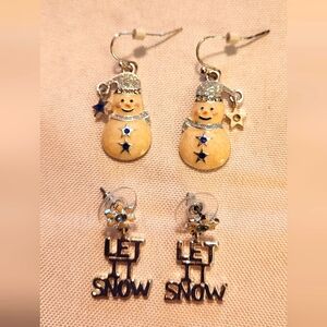 2 pr earrings- snowman/let it snow❄️